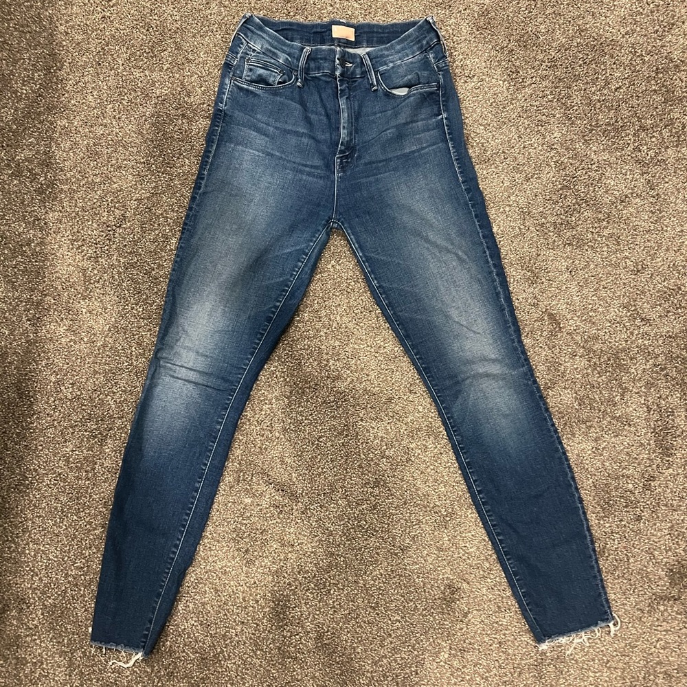 Mother The Looker High Waist Frayed Ankle Skinny Jeans size 27